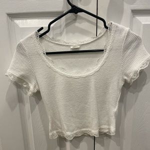 White Lace Cropped Top